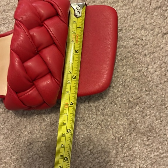 Womens Braided Heeled Mules Square Open Toe Stilleto Sandals, Red Heeled Sandals - Picture 9 of 9